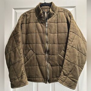 Free People Dolman Quilted Knit Jacket Olive